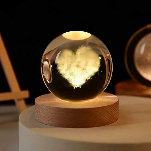 3D Crystal Ball, Night Light, Love Crystal Lamp